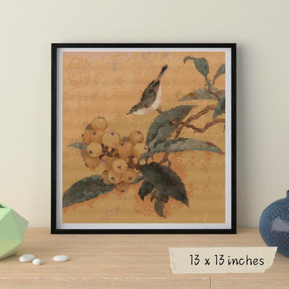 Loquats and Mountain Bird Cross Stitch Kit