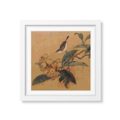 Loquats and Mountain Bird Cross Stitch Kit | The Art of Stitch