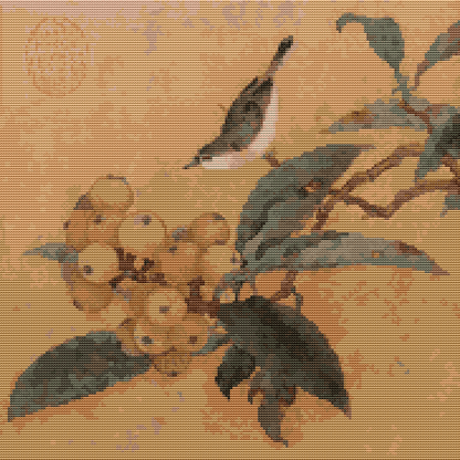 Loquats and Mountain Bird Cross Stitch Kit | The Art of Stitch