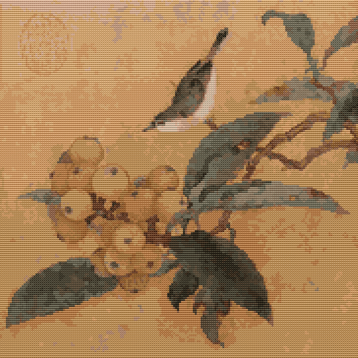 Loquats and Mountain Bird Cross Stitch Pattern by The Art of Stitch