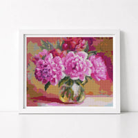 Pink Peonies in a Vase Cross Stitch Pattern - Premium Cross Stitch Pattern - The Art of Stitch