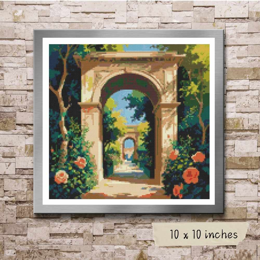 Through the Garden Arch Cross Stitch Pattern