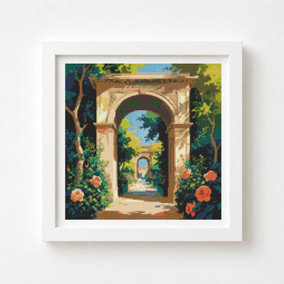 Through the Garden Arch Cross Stitch Pattern