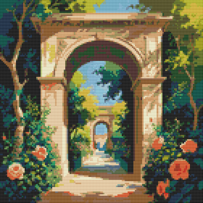 Through the Garden Arch Cross Stitch Pattern