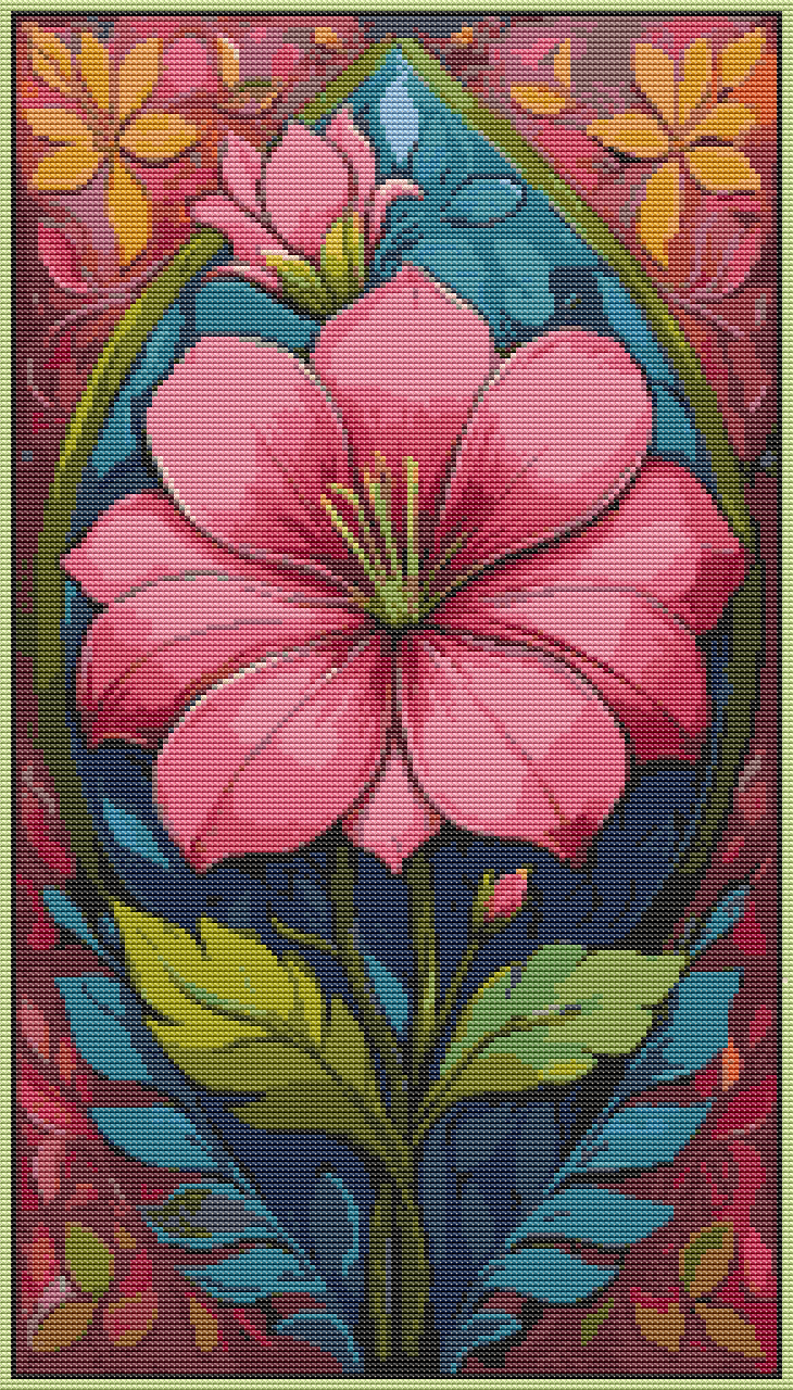 Pink Bloom Cross Stitch Pattern