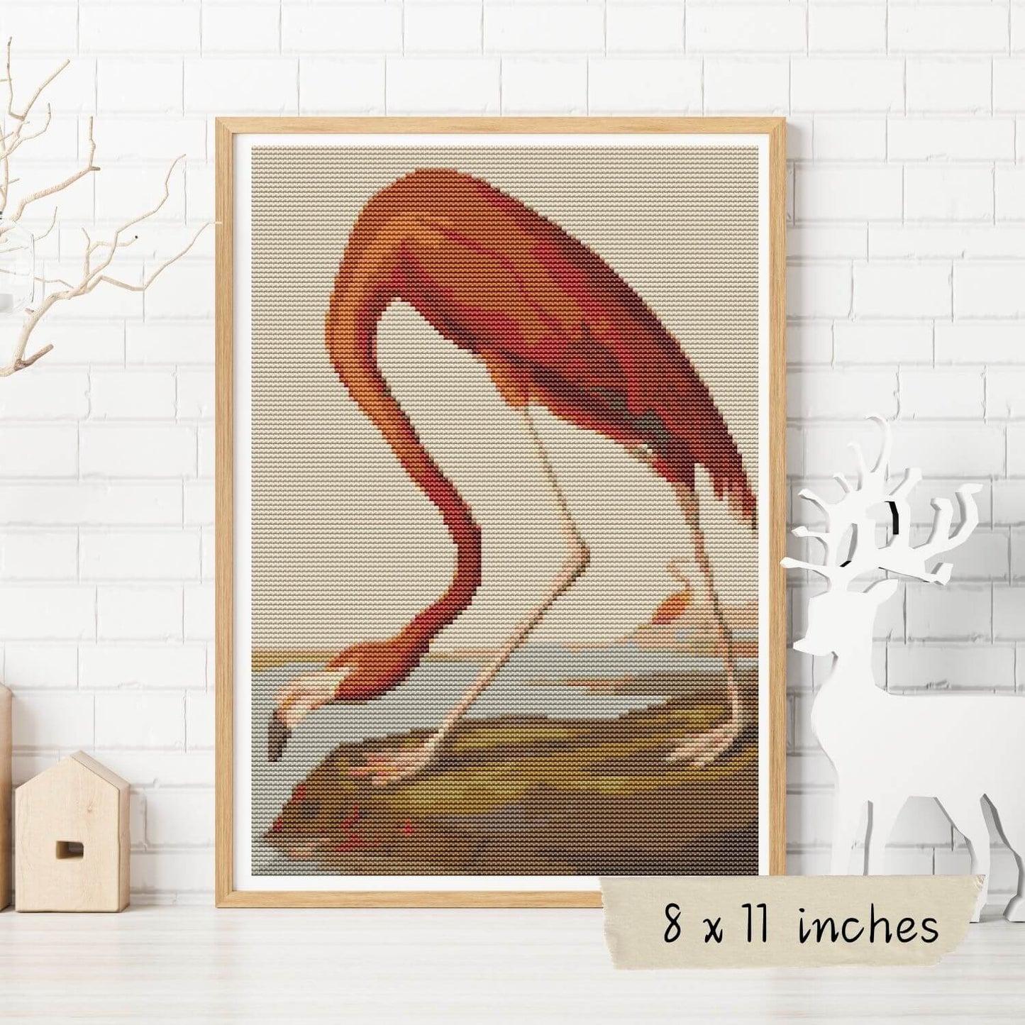 American Flamingo Cross Stitch Kit - Premium Cross Stitch Kit - John James Audubon