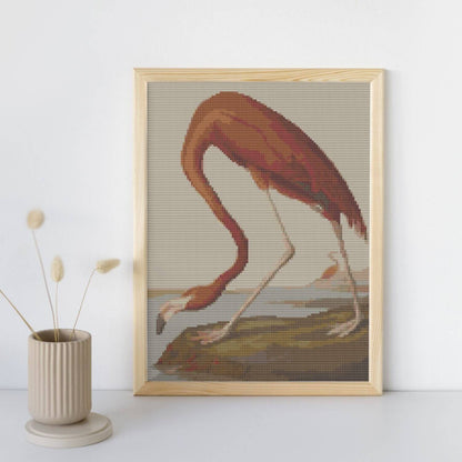 American Flamingo Cross Stitch Kit - Premium Cross Stitch Kit - John James Audubon
