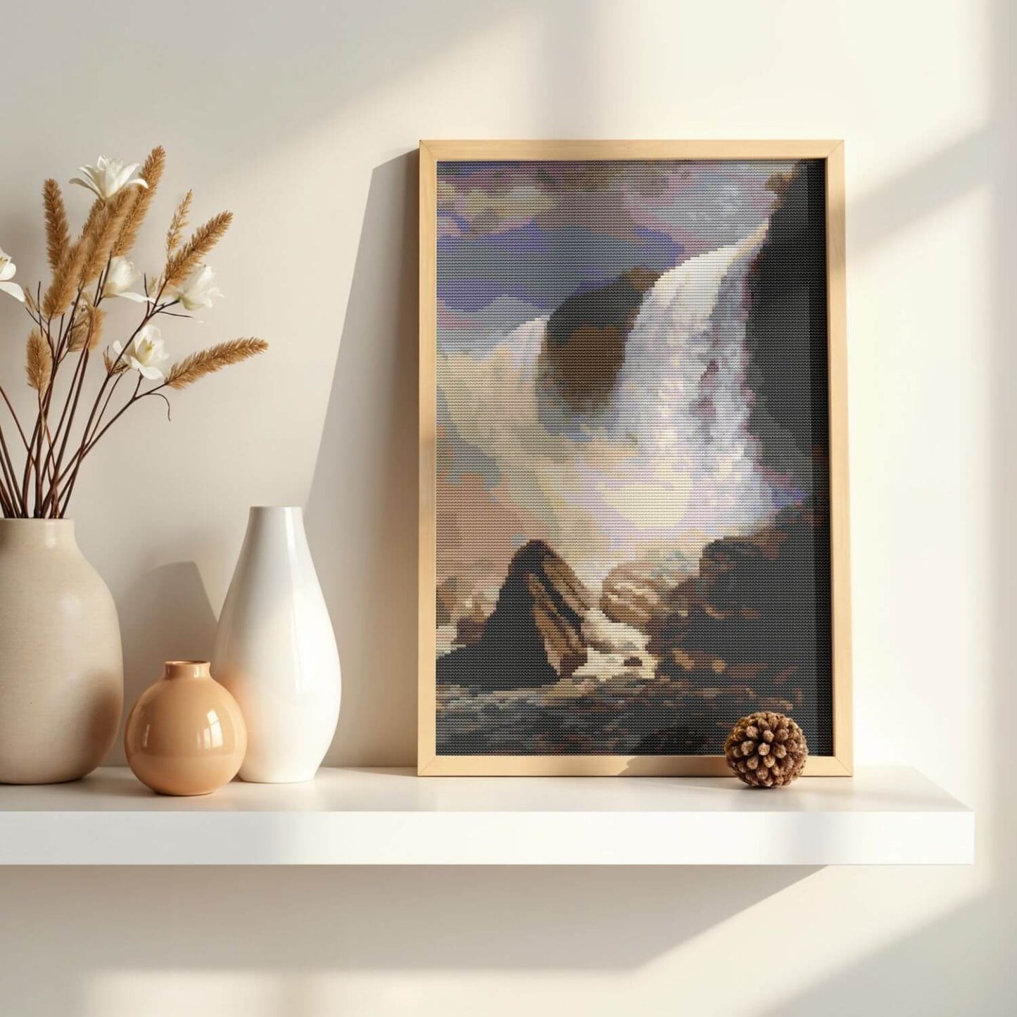 Falls of Niagara From Below Cross Stitch Pattern - Premium Cross Stitch Pattern - Albert Bierstadt