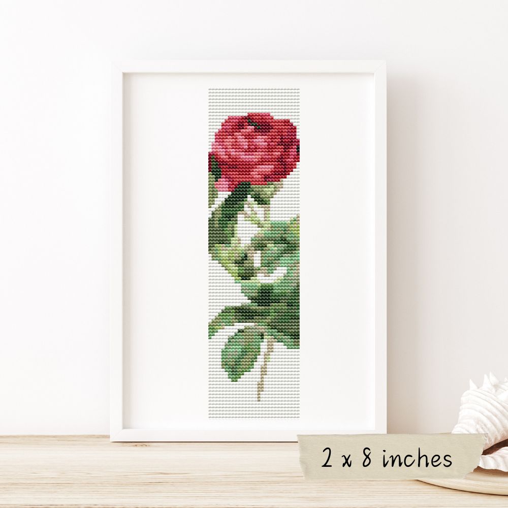 Rosa Gallica Pontiana Bookmark Cross Stitch Kit | Pierre-Joseph Redouté