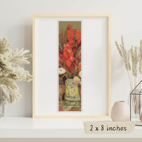 Vase with Red Gladioli Bookmark Cross Stitch Kit