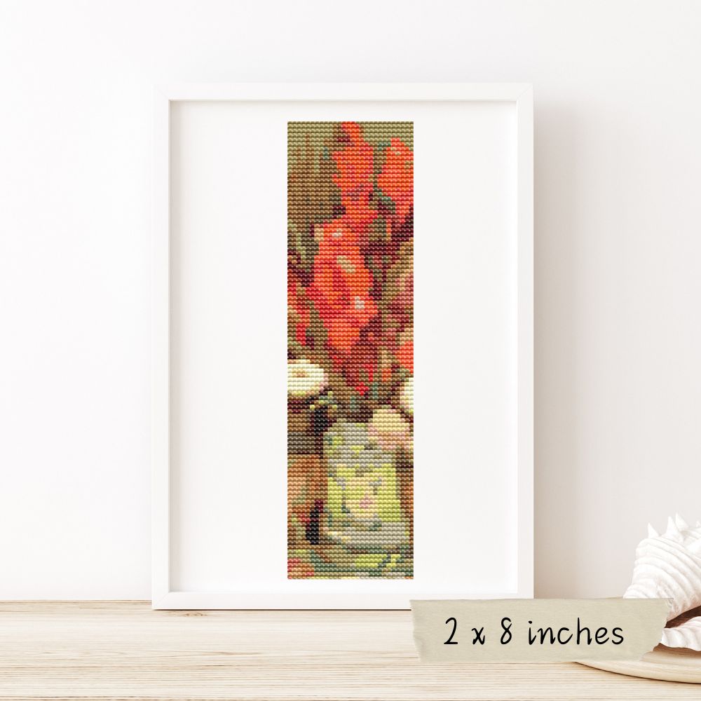 Vase with Red Gladioli Bookmark Cross Stitch Kit | Vincent van Gogh