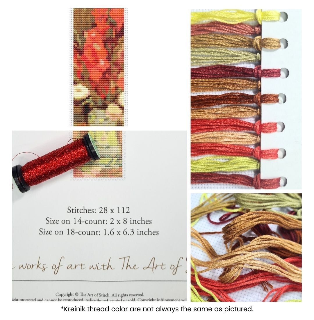 Vase with Red Gladioli Bookmark Cross Stitch Kit | Vincent van Gogh