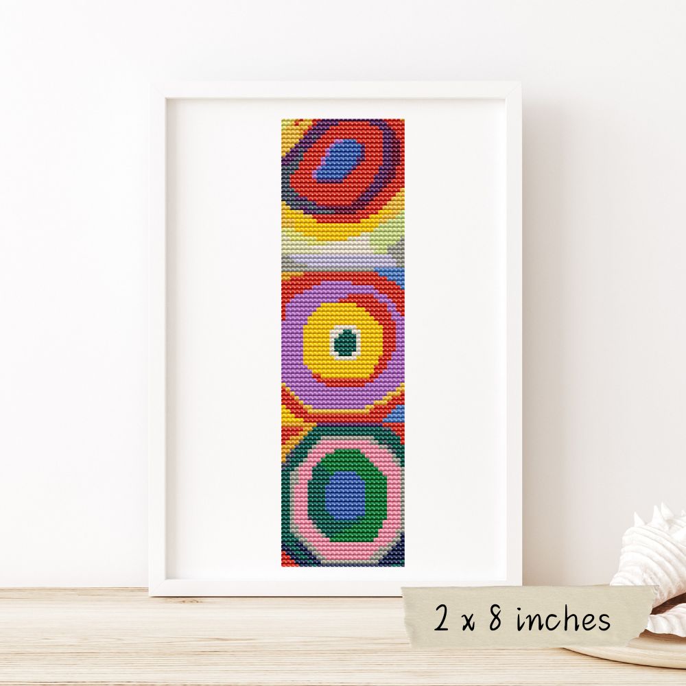 Squares with Concentric Circles Bookmark Cross Stitch Kit | Wassily Kandinsky