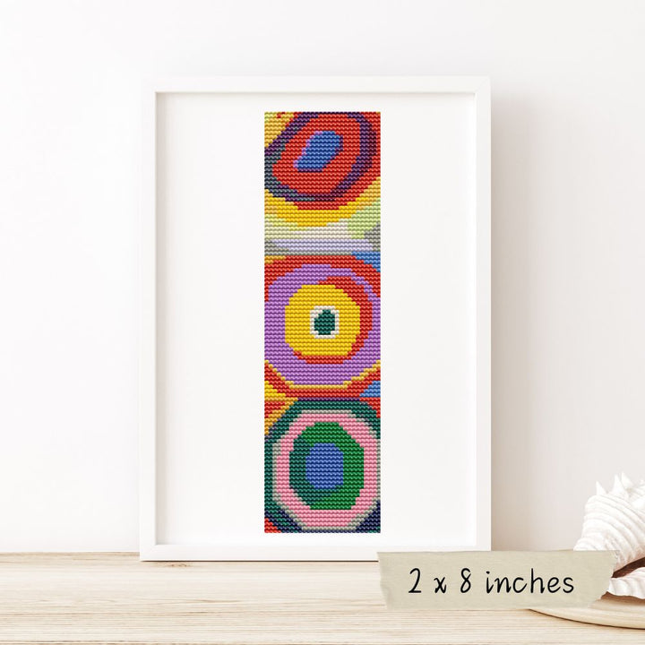 Squares with Concentric Circles Bookmark Cross Stitch Pattern | Wassily Kandinsky