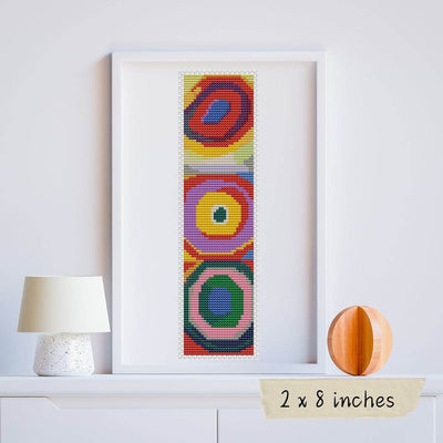 Squares with Concentric Circles Bookmark Cross Stitch Pattern