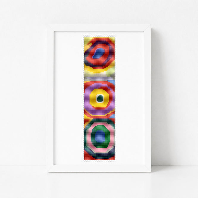 Squares with Concentric Circles Bookmark Cross Stitch Kit