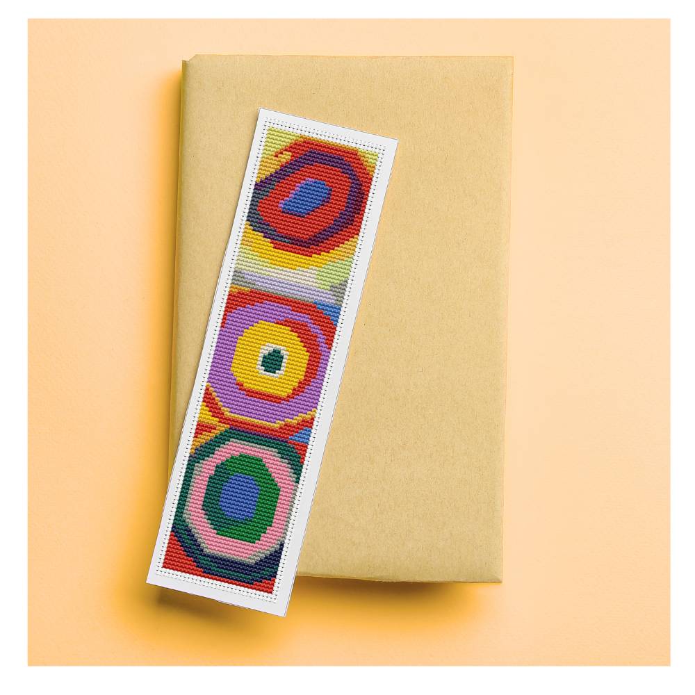 Squares with Concentric Circles Bookmark Cross Stitch Kit | Wassily Kandinsky