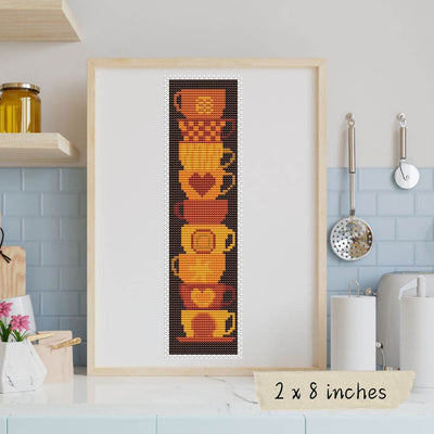 Stack of Cups Bookmark Cross Stitch Pattern