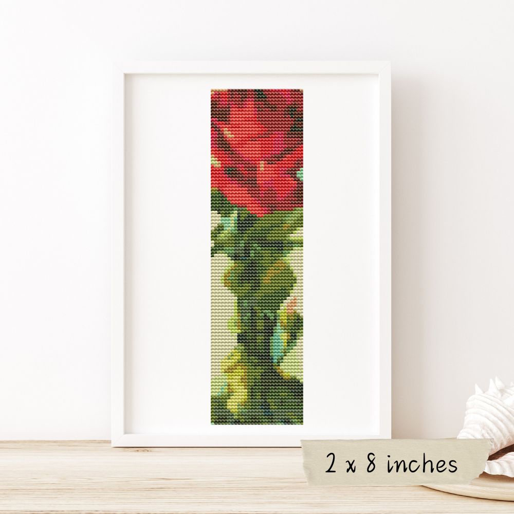 Red Rose Bookmark Cross Stitch Pattern | Catharina Klein