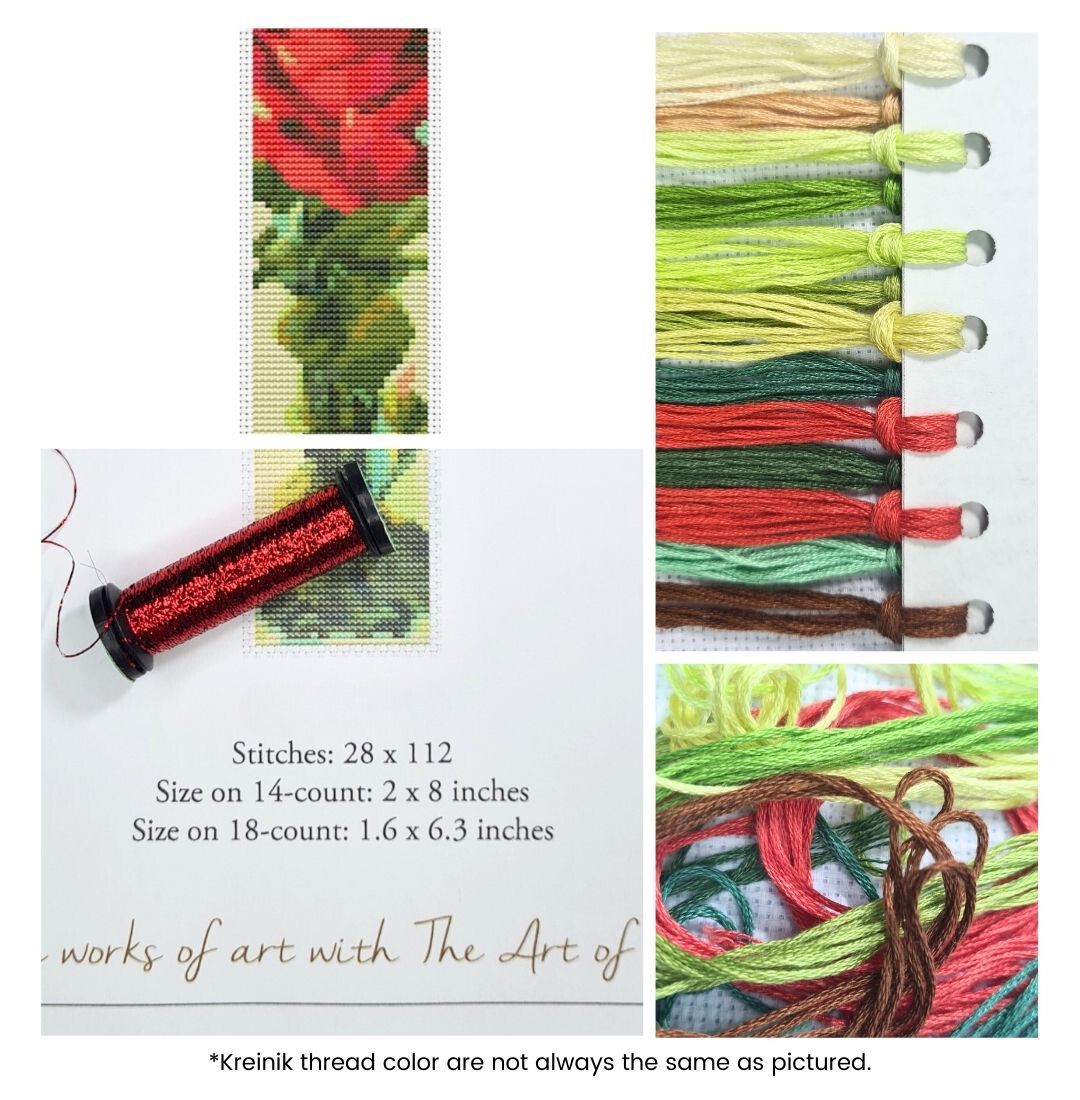 Red Rose Bookmark Cross Stitch Kit | Catharina Klein