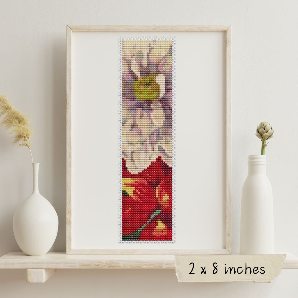 Japan Dahlia Bookmark Cross Stitch Pattern