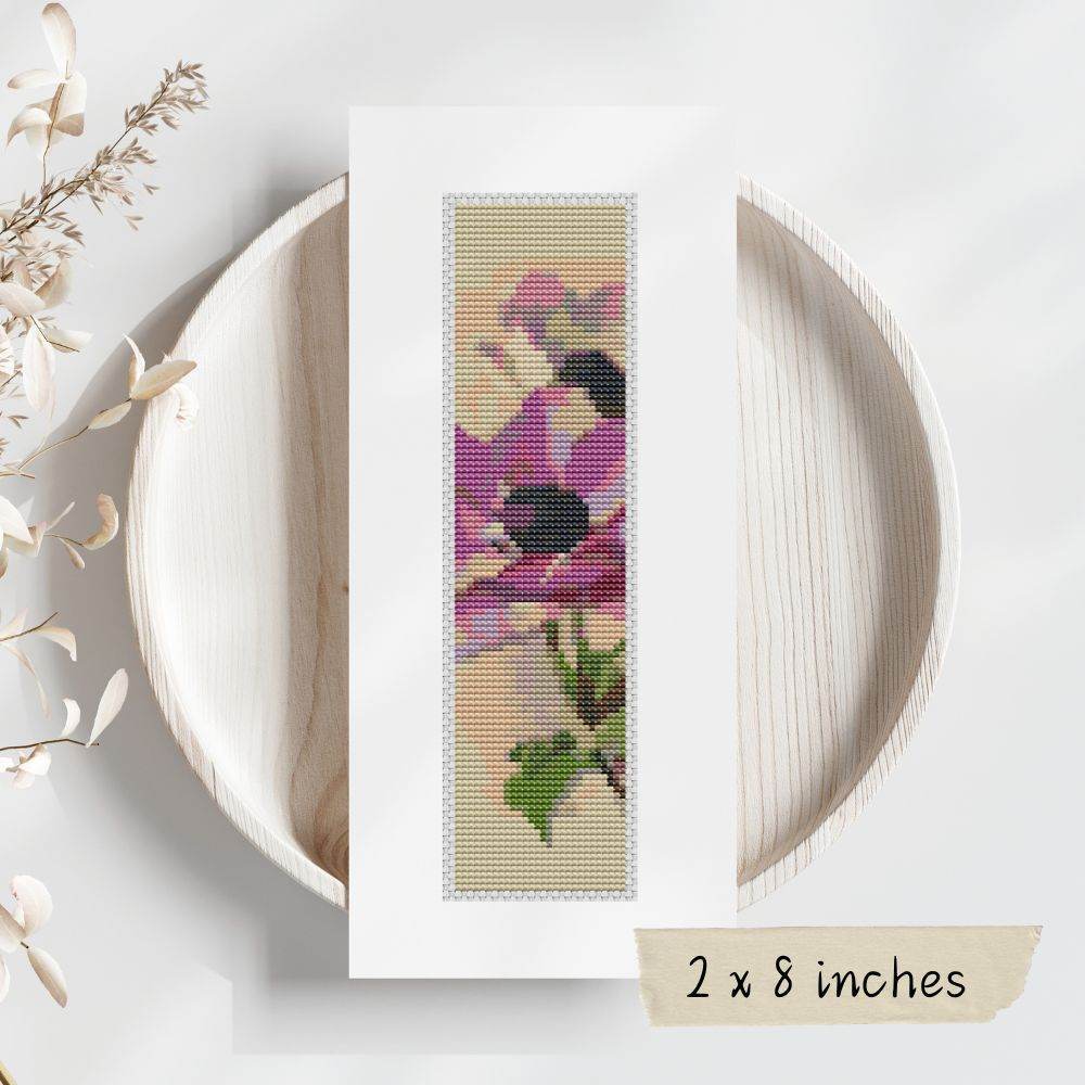 Purple Flowers Bookmark Cross Stitch Pattern by Catharina Klein