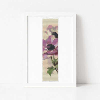Purple Flowers Bookmark Cross Stitch Kit