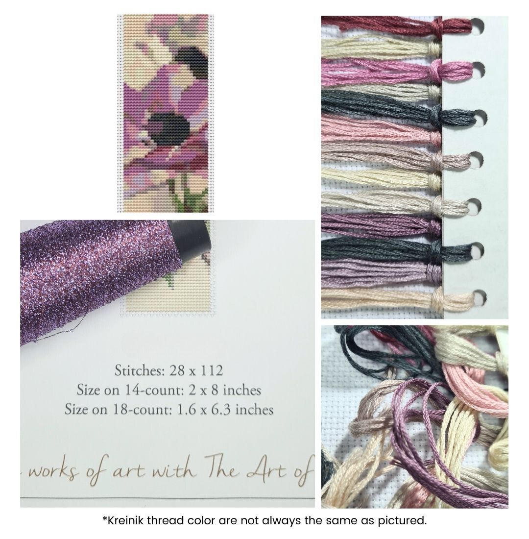 Purple Flowers Bookmark Cross Stitch Kit | Catharina Klein