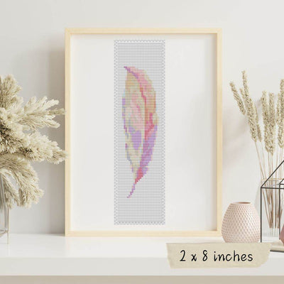 Pastel Feather Bookmark Cross Stitch Pattern