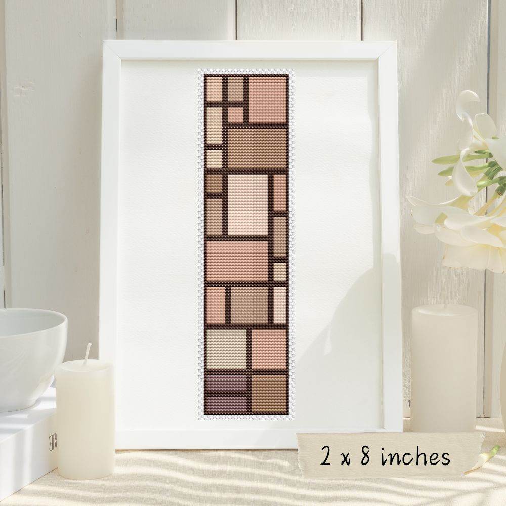 Composition Bookmark Cross Stitch Pattern by Piet Mondrian