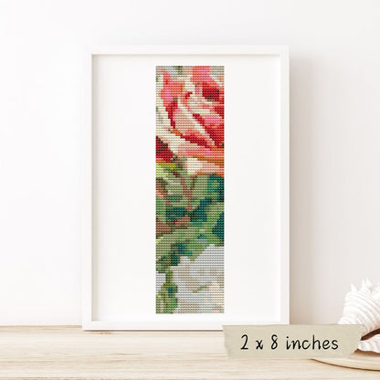 Lush Pink Rose Bookmark Cross Stitch Kit | Catharina Klein