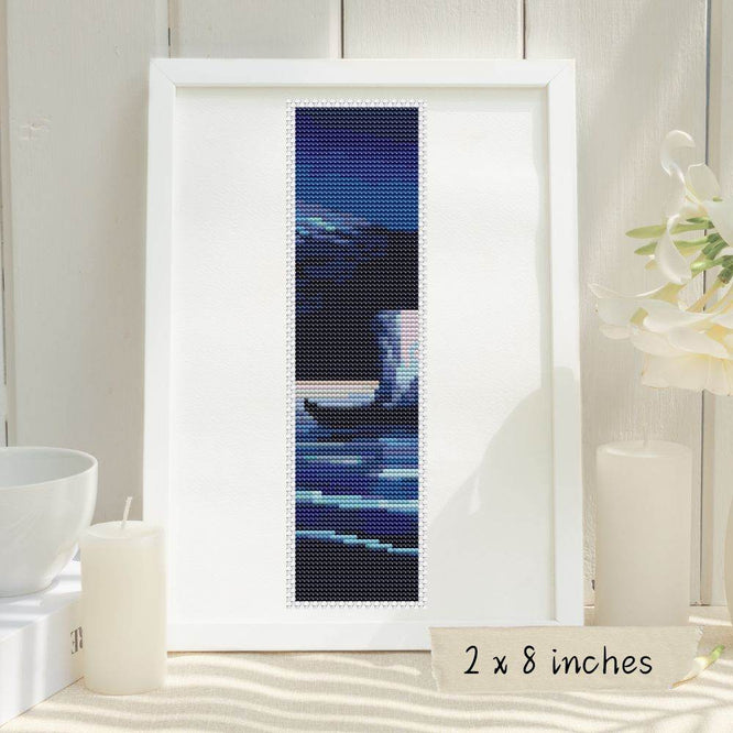 Moonlight on Mount Fuji Bookmark Cross Stitch Pattern