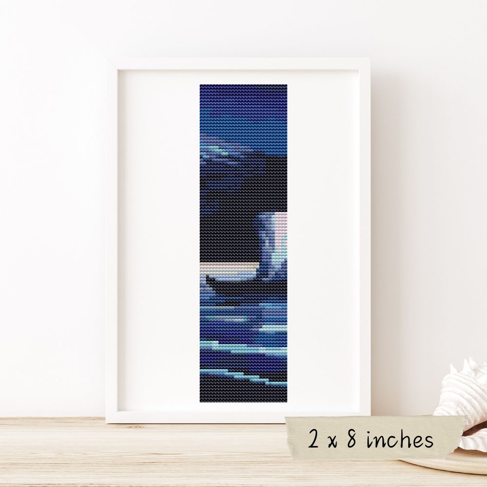 Moonlight on Mount Fuji Bookmark Cross Stitch Pattern | Lilian May Miller