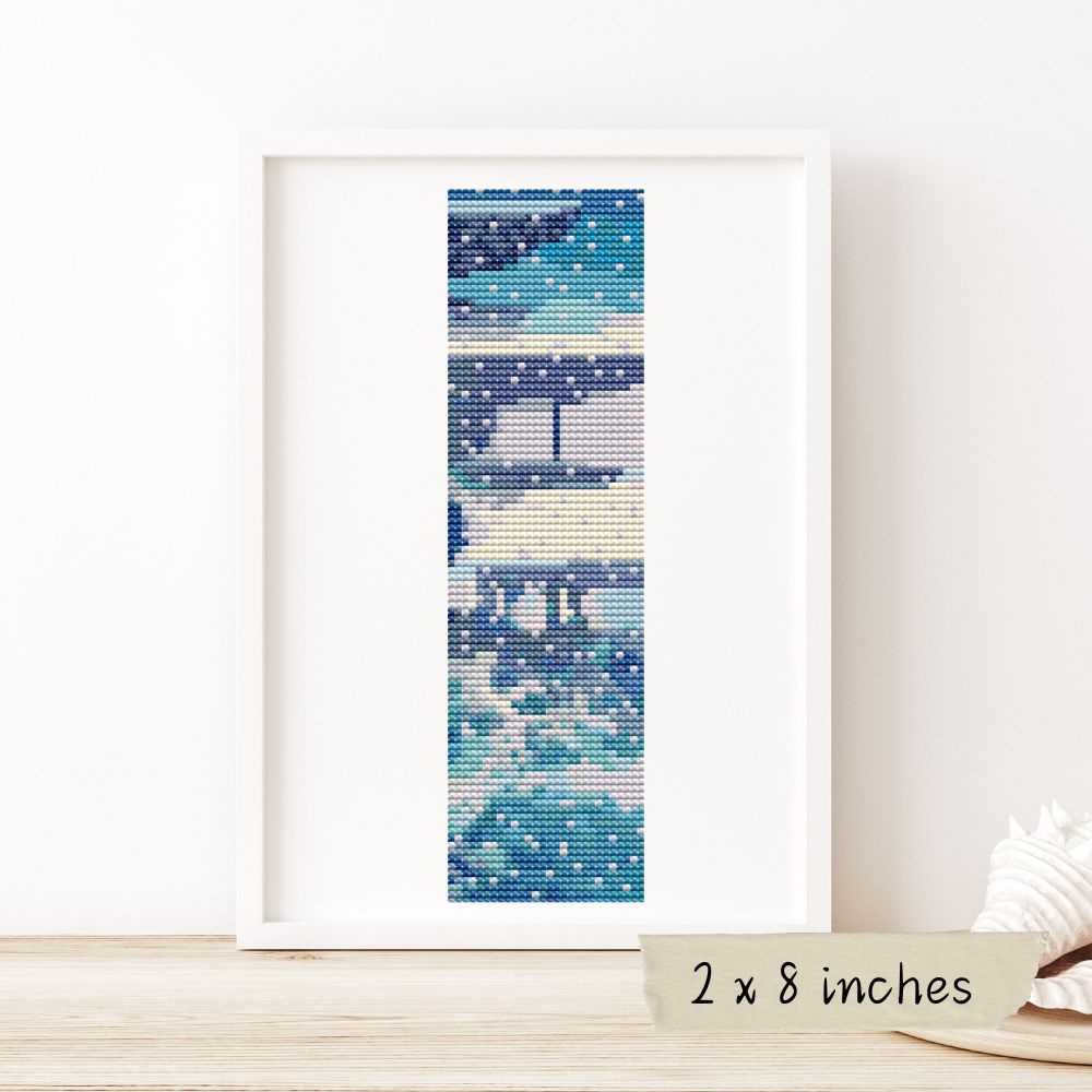 Snow on Lake Bookmark Cross Stitch Kit | Kawase Hasui