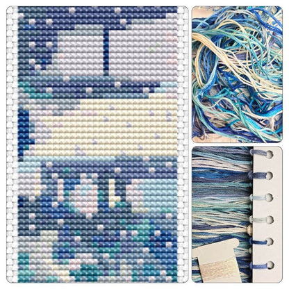 Snow on Lake Bookmark Cross Stitch Kit by Kawase Hasui