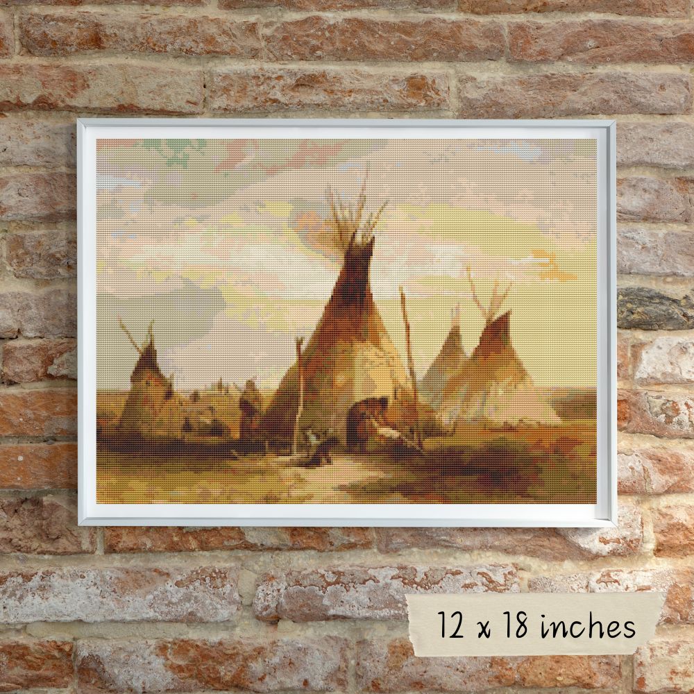 Sioux Teepee Cross Stitch Kit | Karl Bodmer