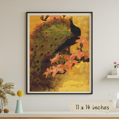 Blue Peacock Cross Stitch Kit