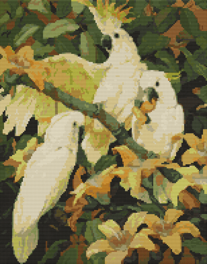 Sulphur Crested Cockatoos Cross Stitch Pattern by Jessie Arms Botke