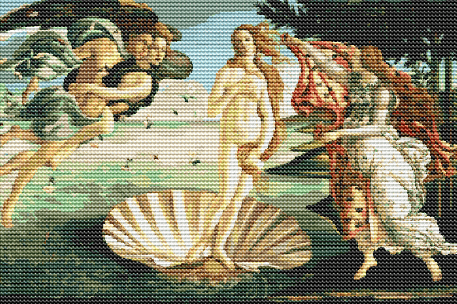 The Birth of Venus Cross Stitch Pattern by Sandro Botticelli