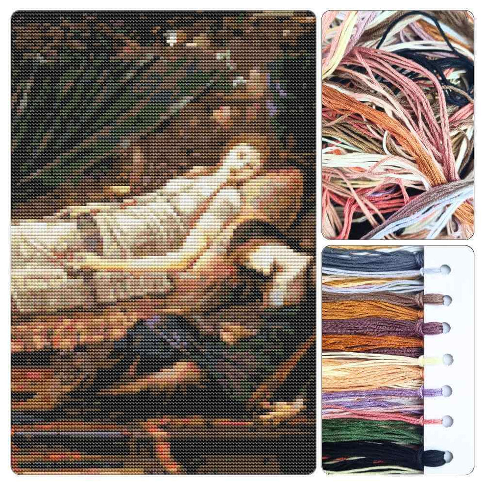 The Sleeping Beauty by Sir Edward Burne-Jones Cross Stitch Kit | Pre ...