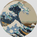The Great Wave off Kanagawa Circular Cross Stitch Pattern by Katsushika Hokusai