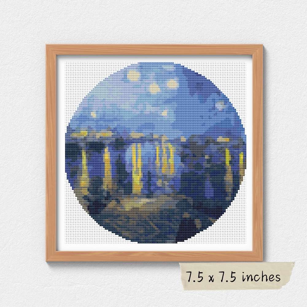 Starry Night over the Rhone Circular Cross Stitch Pattern