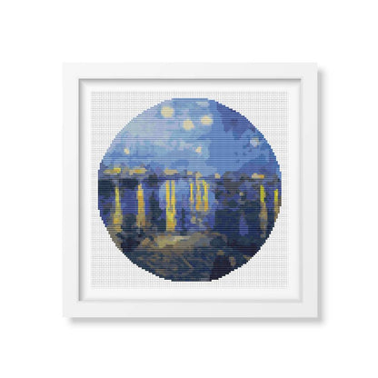 Starry Night over the Rhone Cross Stitch Pattern | Vincent Van Gogh