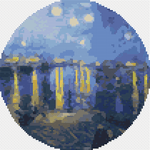 Starry Night over the Rhone Circular Cross Stitch Pattern by Vincent Van Gogh