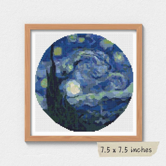The Starry Night Circular Cross Stitch Pattern
