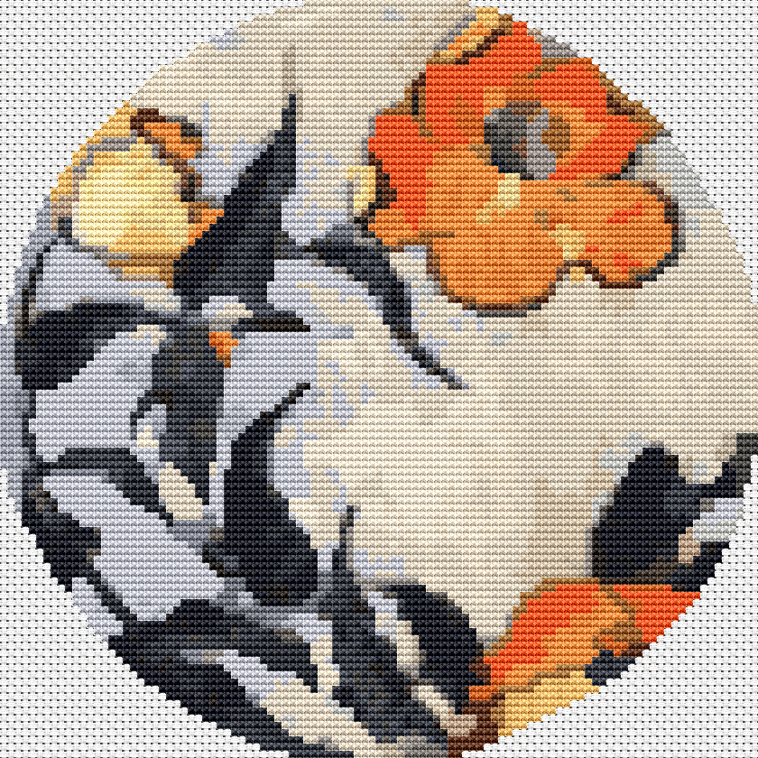 Poppies Circular Cross Stitch Pattern by Katsushika Hokusai