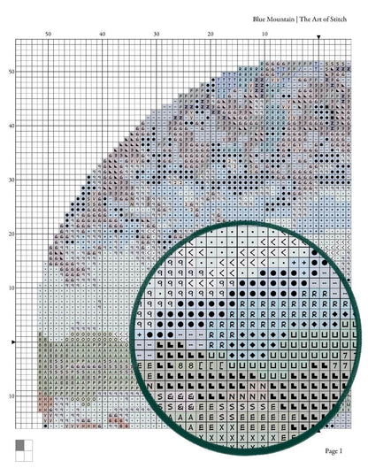 Blue Mountain Circular Cross Stitch Pattern - Circular Cross Stitch Pattern - The Art of Stitch