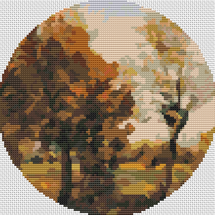 Autumn Landscape with Four Trees Cross Stitch Kit | Vincent Van Gogh