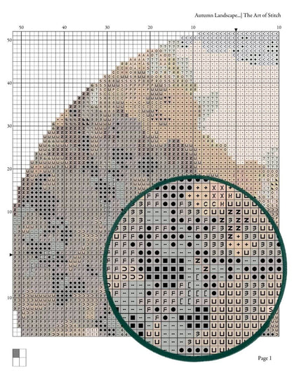 Autumn Landscape with Four Trees Circular Cross Stitch Pattern - Circular Cross Stitch Pattern - Vincent Van Gogh