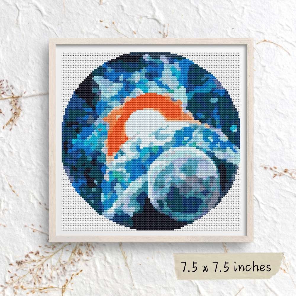 Blue Sunrise Circular Cross Stitch Pattern